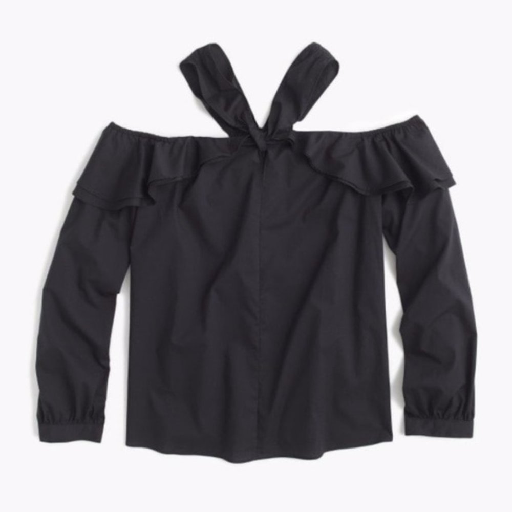 Jcrew off shoulder tie-neck top